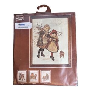 Lanarte Cross Stitch Kit Kids Winter 8.5x11 Tan New 33464 Victorian Dog Snow
